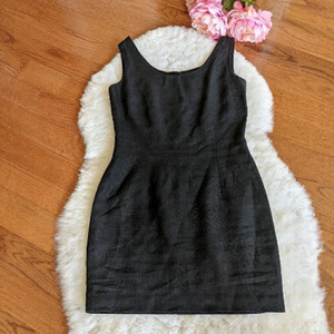 vintage 90s 100% linen lined little black dress lbd women's medium